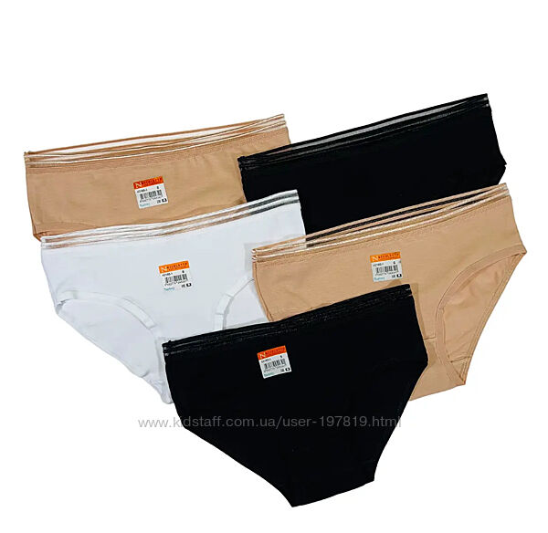 Набор 5 шт. Подростковые трусики хлопок кружево девочке 7-15 лет Nicoletta