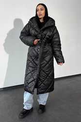 Зимнее стеганное пальто одеяло Винтер, женская длинная куртка с капюшоном.
