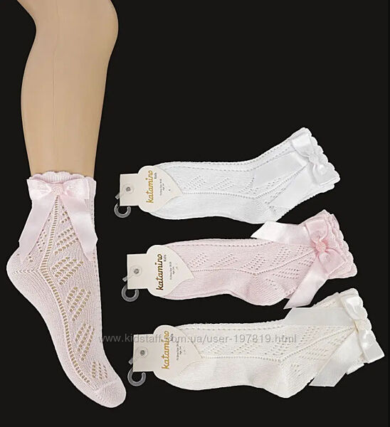 Набор 6 шт. Нарядные носки с бантиком девочке 1-14 лет ТМ Katamino. Турция.