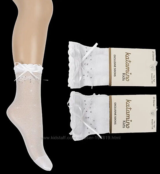 Набор 6 шт. Нарядные белые капроновые носки девочке 3-14 лет ТМ Katamino.