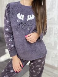 Домашній костюм, піжама кофта штани ТМ Fawn. Велсофт теплая зимняя пижама.