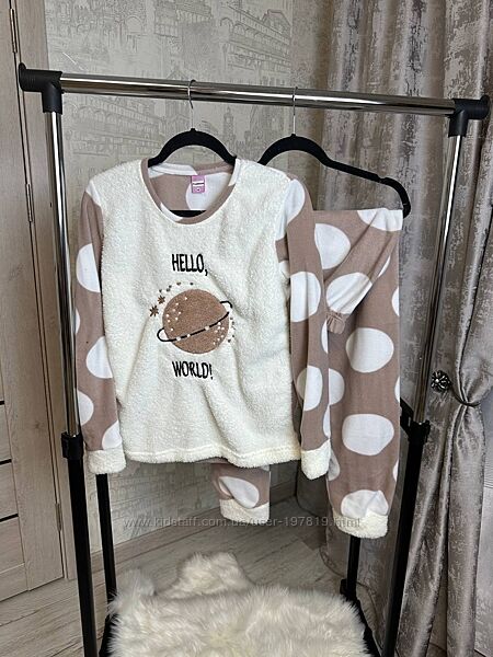 Домашній костюм, піжама кофта штани Pijamood. Велсофт теплая зимняя пижама.