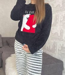 Домашній костюм, піжама кофта штани ТМ Lady. Теплая зимняя махровая пижама