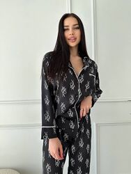 Сатинова піжама штани і сорочка Victorias Secret. Женская пижама, костюм VS