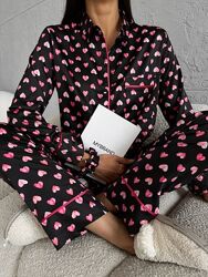 Сатинова піжама штани сорочка Victorias Secret. Женская пижама, костюм VS