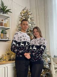 Новорічний светр з оленями. Новогодний свитер мужской, женский с оленями.