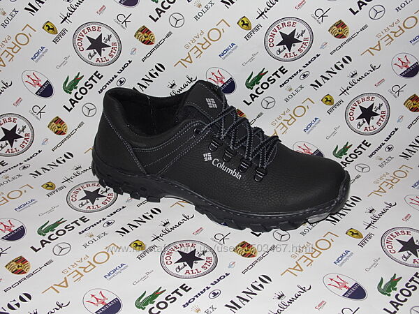 Чоловічі шкіряні прошиті кросівки чорні Мужские кожаные прошитые кроссовки