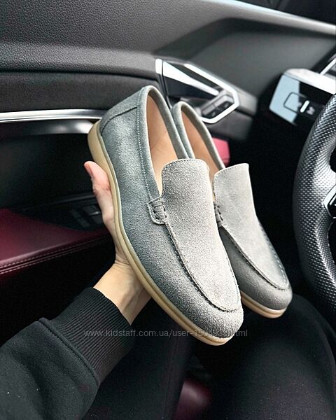 Сірі замшеві лофери демі/весна 25