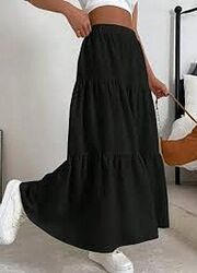 юбка черная многоярусная размер 56 / 22 большой размер хб коттон новая 