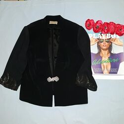 жакет пиджак нарядный размер 48 / 14 черный на бюстье