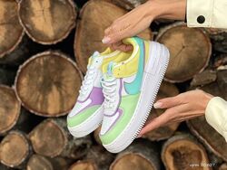 р.36-40  Кроссовки Nike Air Force 1 Shadow бело/салатово/желтые KS 10807