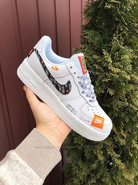 р.38   Женские  кроссовки Nike Air Force  Just Do It бело/черные KS 11018