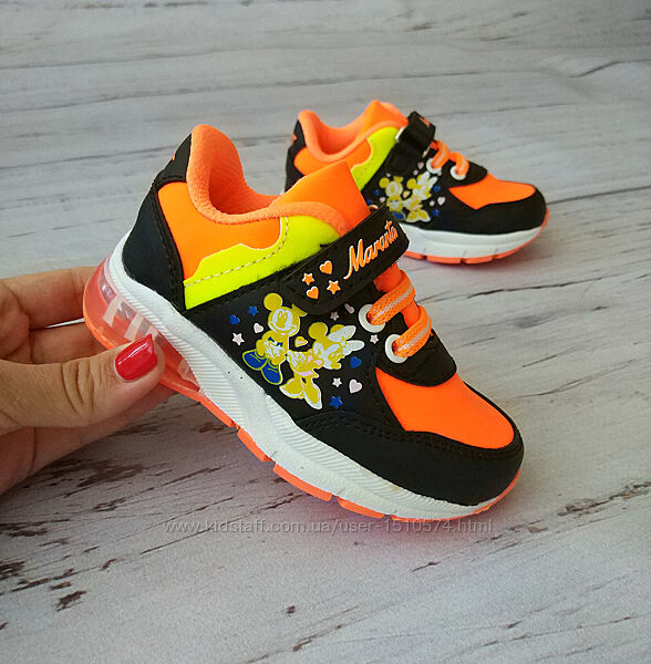 р.22,24 Кроссовки Maranta СВЕТЯЩИЕСЯ 025-004 черн/оранж