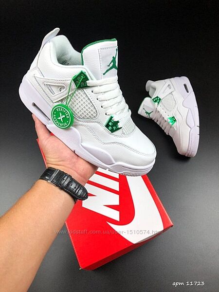 р.36-41 Кроссовки Nike Air Jordan 4 Retro бело/зеленые KS 11723