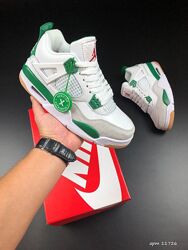 р.38, 41 Кроссовки Nike Air Jordan 4 Retro бело/зеленые KS 11726