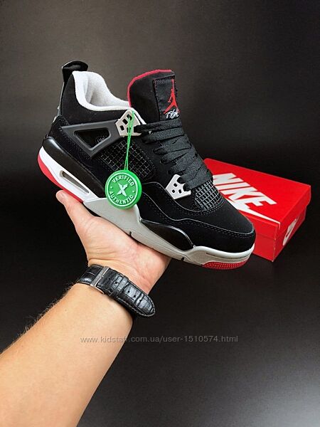р.37  Кроссовки Nike Air Jordan 4 Retro черно/красные KS 11727