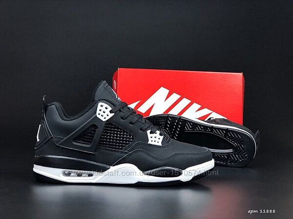 р.41-46 Кроссовки  Nike Air Jordan 4 Retro черно/белые термо
