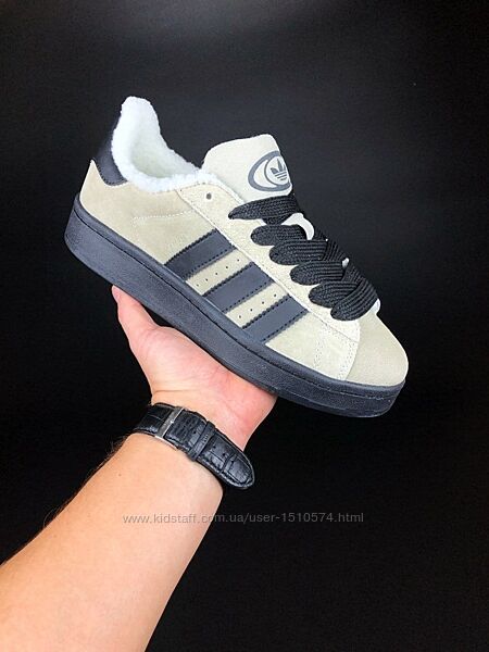 р.37-41 Кроссовки Adidas Campus коричнево/черные зима KS 11900