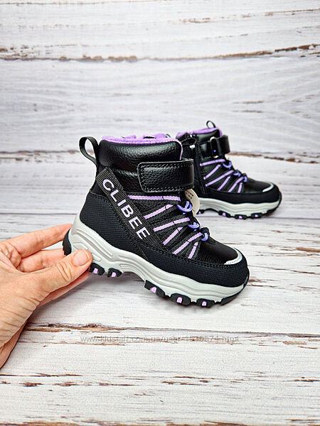 р.26-31 Зимние ботинки фирмы Clibee HB360 black-purple
