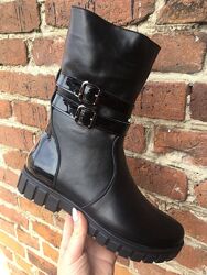 р.32,33,35  Ботинки нат. кожа девичьи зима  D. Style 919-02 Black