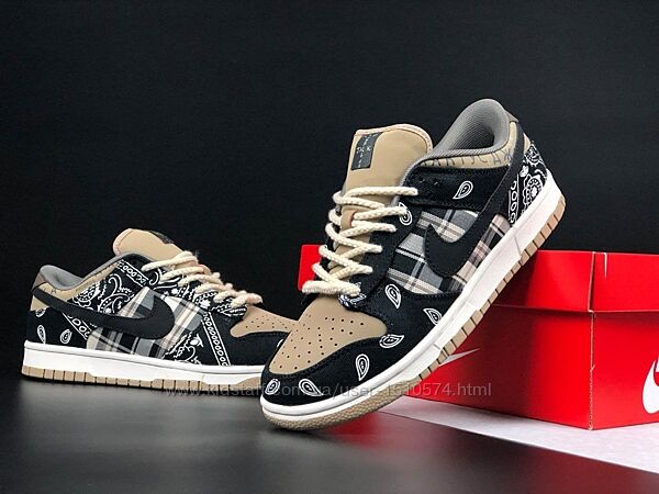 р.36  Кроссовки Nike SB Dunk Low Travis Scott черно/бежевые KS 12006