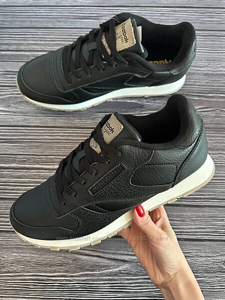 р.43,44 Кроссовки Reebok Classic Leather Black White RB019
