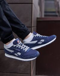 р.42  Кроссовки Reebok Classic Leather Blue Silver RB007
