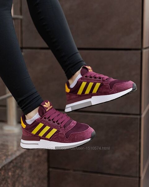 р.36-41 Кроссовки Adidas ZX 500 Burgundy Yellow White AD105