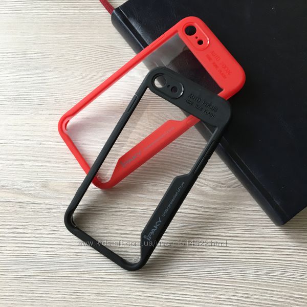Чехол для Apple iphone 7 7pl 8 8pl Auto Focus с красным или черным ободом