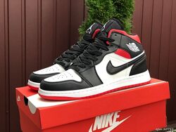 р.44 Стильные кроссовки  Nike Air Jordan черно/бело/красные 