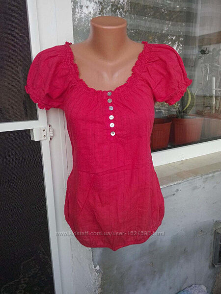 Шикарная легкая блуза  Amisu  Бангладеш , размер С  8 , 100 котон