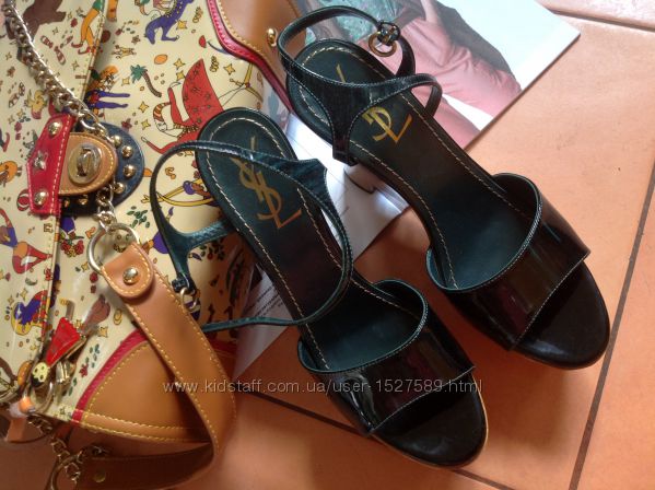 YSL туфли босоножки 38 р кожа дерево Оригинал