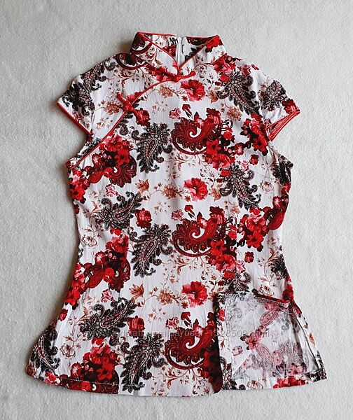 Блуза в китайском стиле, длина 60 см.