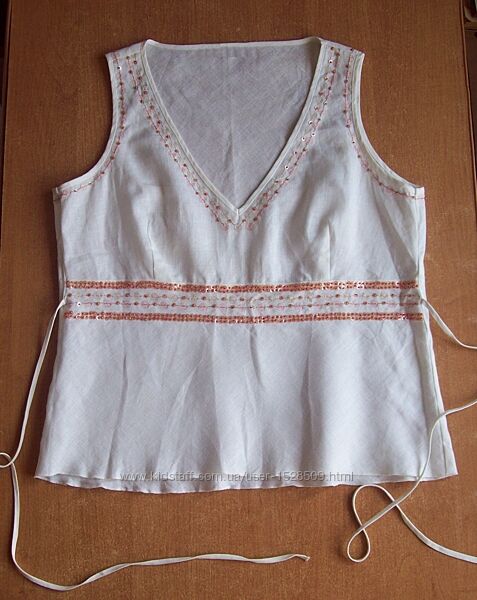 Майка льон пайєтки, довжина 56 см.