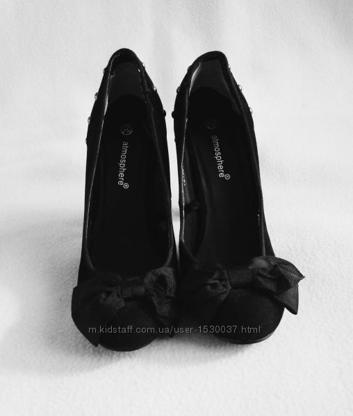 Туфли на деревянном каблуке черные замш atmosphere 