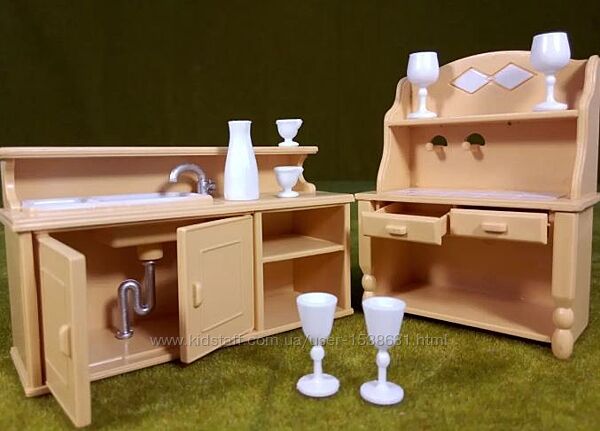 Лялькова меблі Кухня набір з мийкою і шафа з посудом
