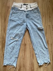Интересные джинсы с белым верхои и голубым низом