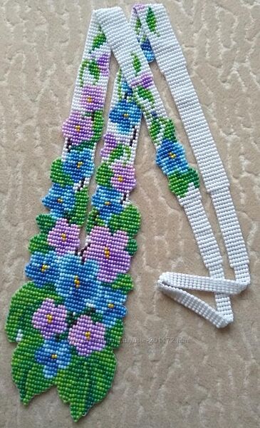 Гердан з чеського бісеру Фіалки