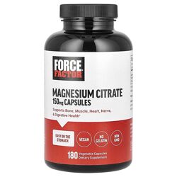 Force Factor, цитрат магнію, 150 мг, 180 рослинних капсул