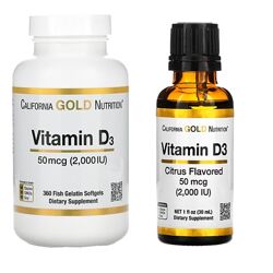 California Gold Nutrition, вітамін D3, 50 мкг 2000 МО, 360 шт
