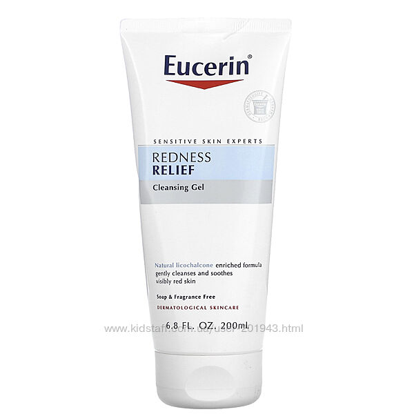Eucerin, очищувальний гель для зменшення почервоніння, без ароматизаторів, 