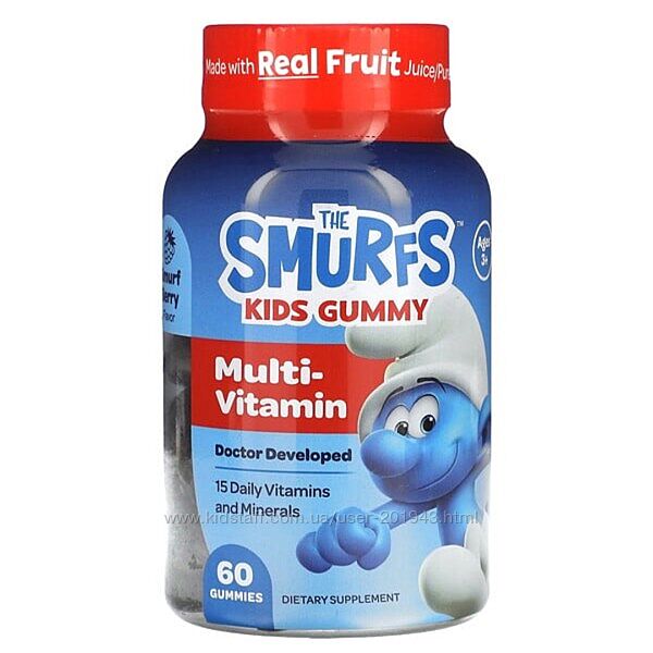The Smurfs, жевательные мультивитамины, для детей от 3 лет, ягодный вкус, 