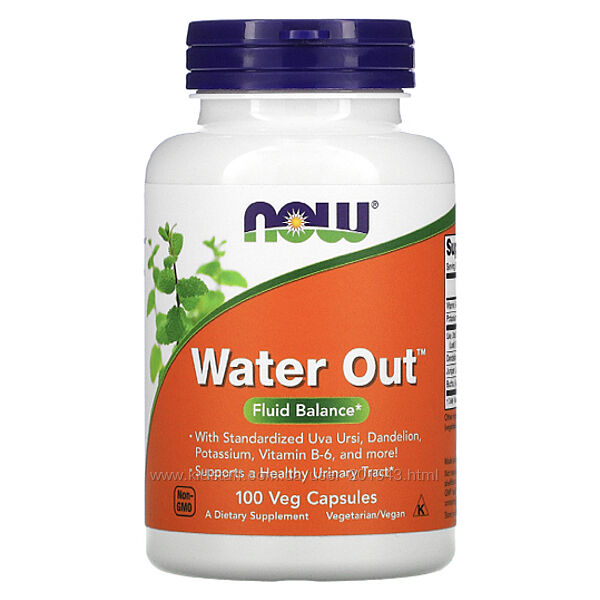 NOW Foods, Water Out, водний баланс, 100 вегетаріанських капсул