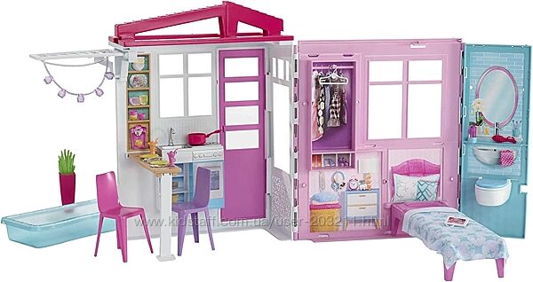  Портативний будинок Барбі Barbie Dollhouse, Portable 1-Story Playset with 