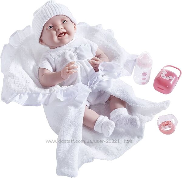 Лялька 40 см JC Toys Soft Body La Newborn in White Bunting and Accessories