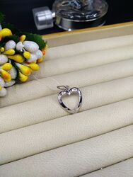 Серебряный кулон подвеска сердце сердечко с фианитом в стиле пандора 925