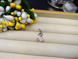 Серебряный кулон подвеска буква з с фианитом 925