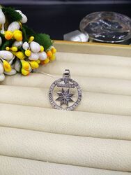 Серебряный кулон подвеска орнамент узор звезда украина 925 с фианитом 