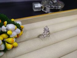 Серебряное яркое стильное веселое нежное кольцо пчела на сотах 925 