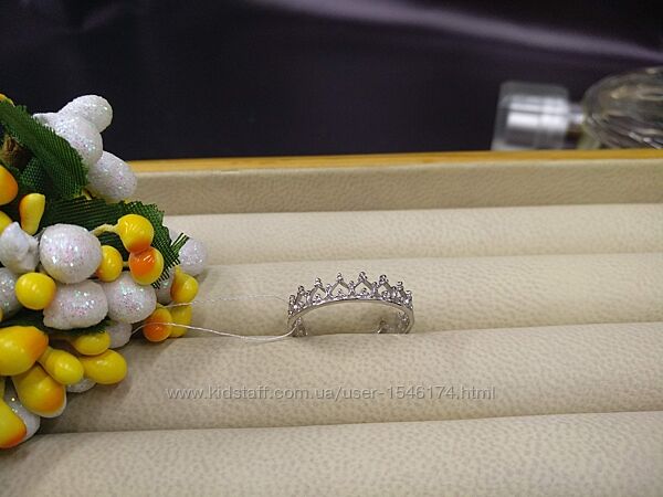 Серебряное нежное кольцо корона диадема тиара 925 размер  17.5
